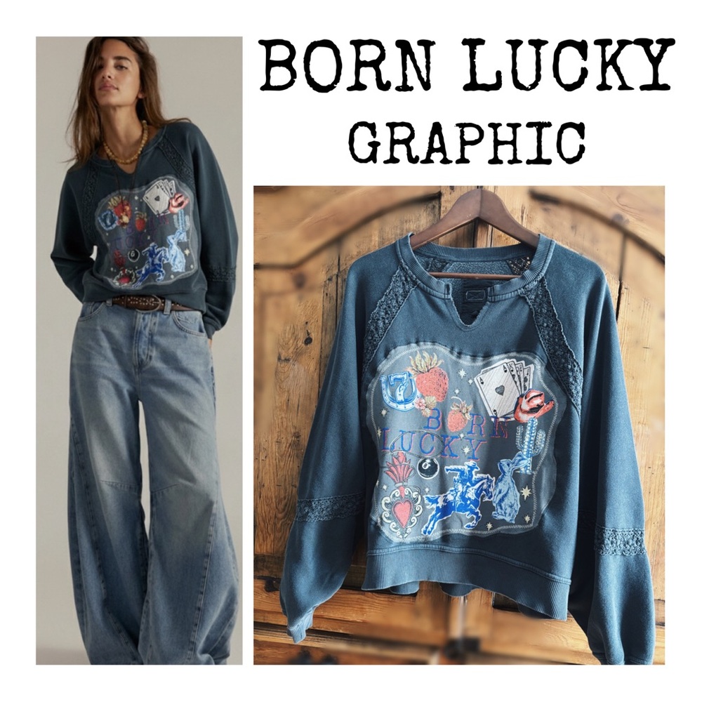 Graphic Sweatshirt “Born Lucky “